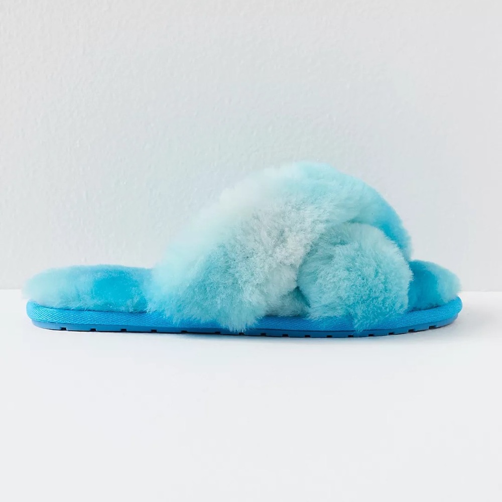 EMU X Free People Mayberry Fluffy Tie Dye Comfy Cozy Sherpa Fur Slides Slippers - Picture 3 of 5